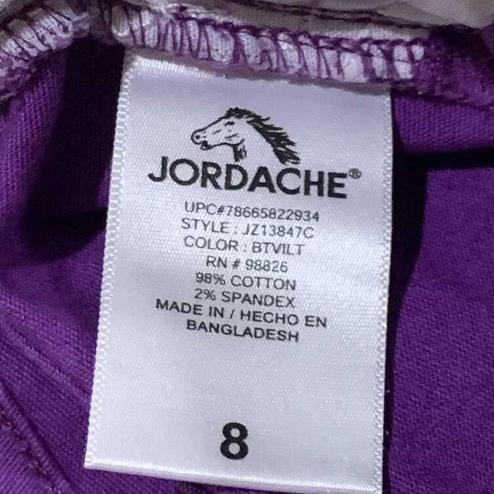 Jordache Girls Glitter Cutoff Short 8 New with Tags Bright Violet Frayed Sweet - Picture 9 of 10